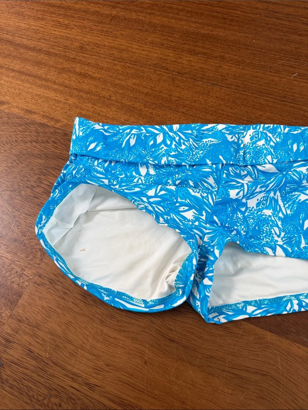 Frankie's Bikinis Blue and White Floral Swim Shorts